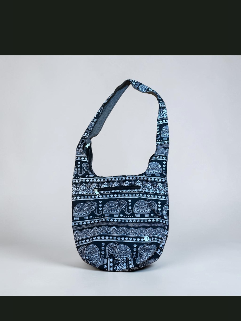 Blue Patterned Elephant Crossbody Shoulder Bag